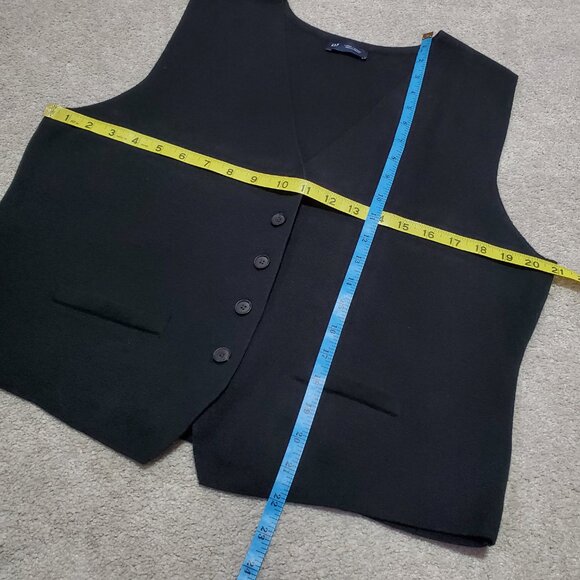 GAP CashSoft Sweater Vest Button Front V-Neck Textured Knit Black Women's Large - Picture 10 of 10